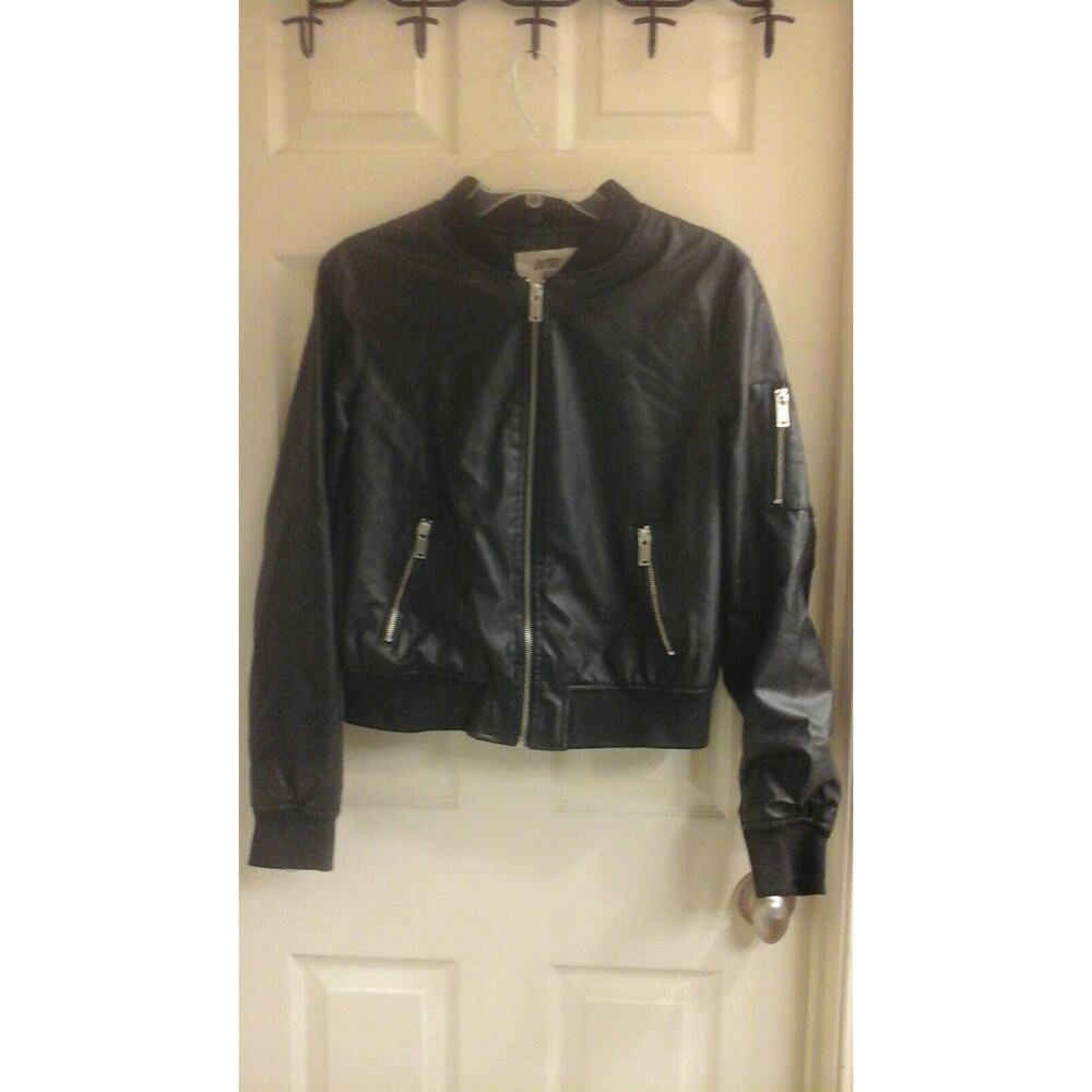 Outer Edge Moto Jacket Women's Large Faux Leather Motorcycle Zippers Bikercore